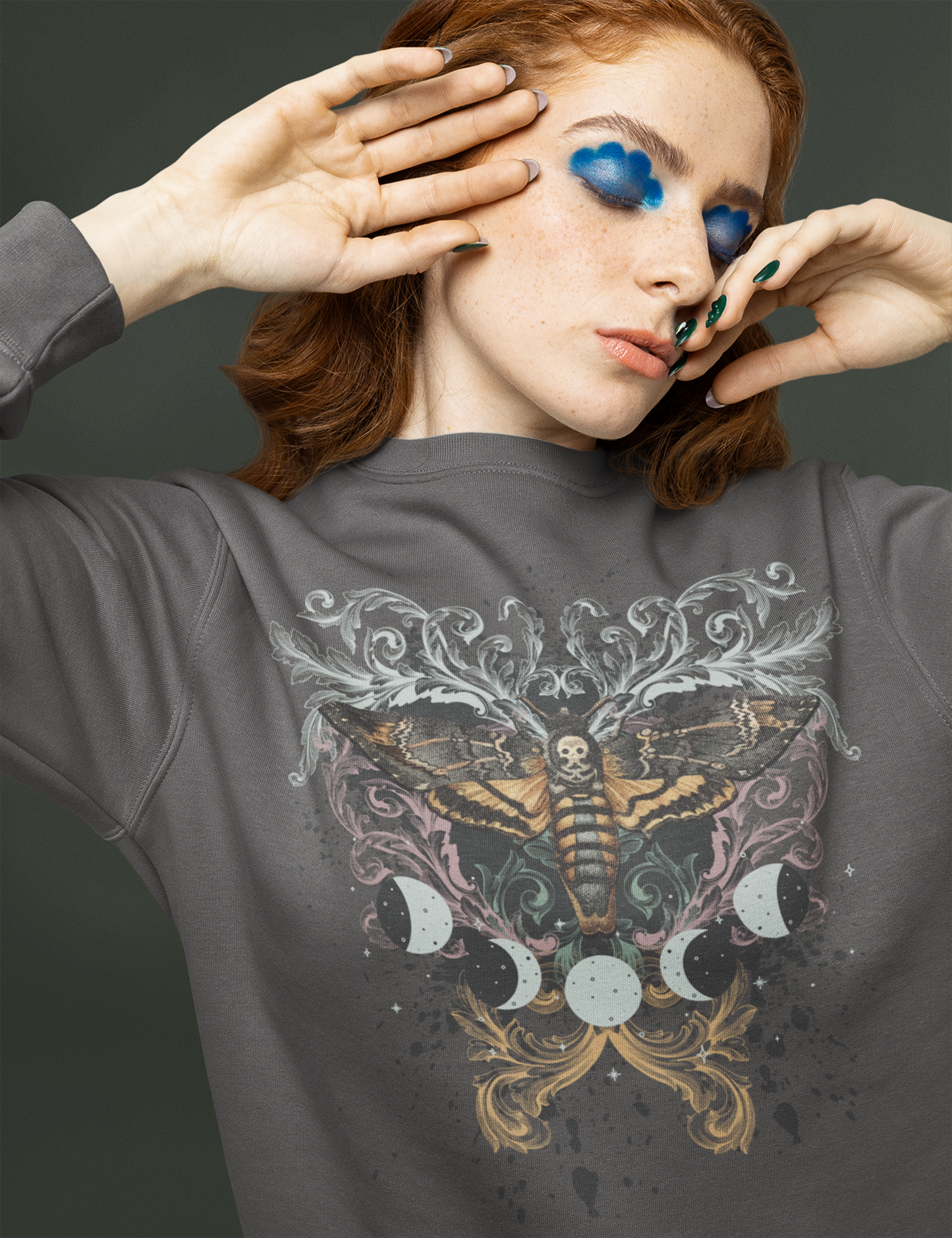 Grunge Fairycore Moth Moon Phase Sweatshirt