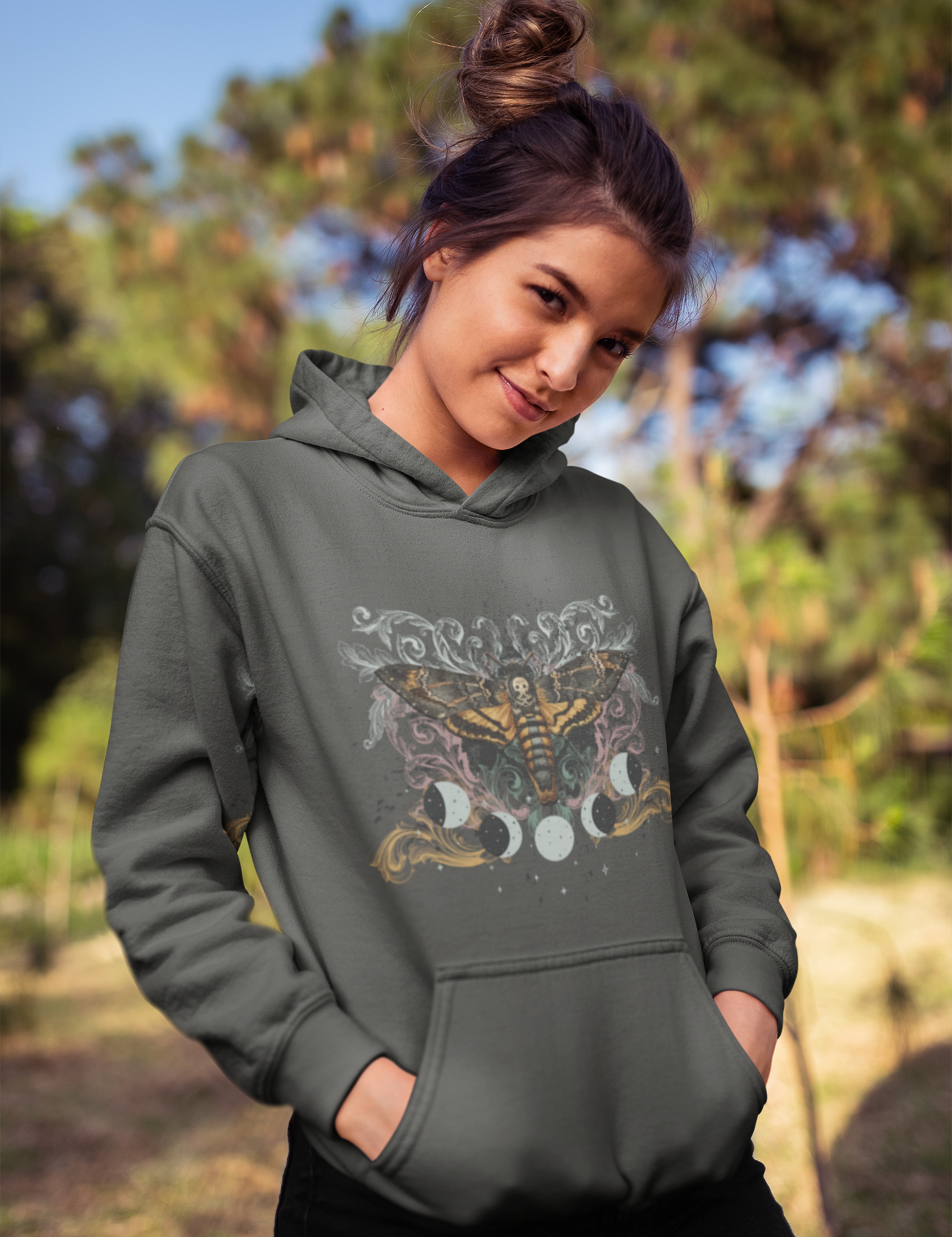 Grunge Fairycore Aesthetic Outfits Moth Moon Phase Plus Size Hoodie