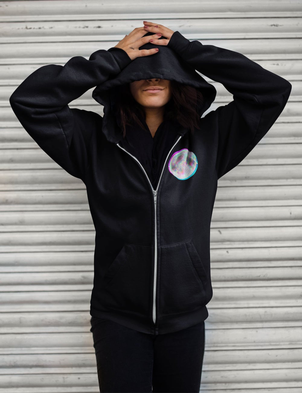 Glitch Moon Phase Witchy Aesthetic Zip Up Hoodie