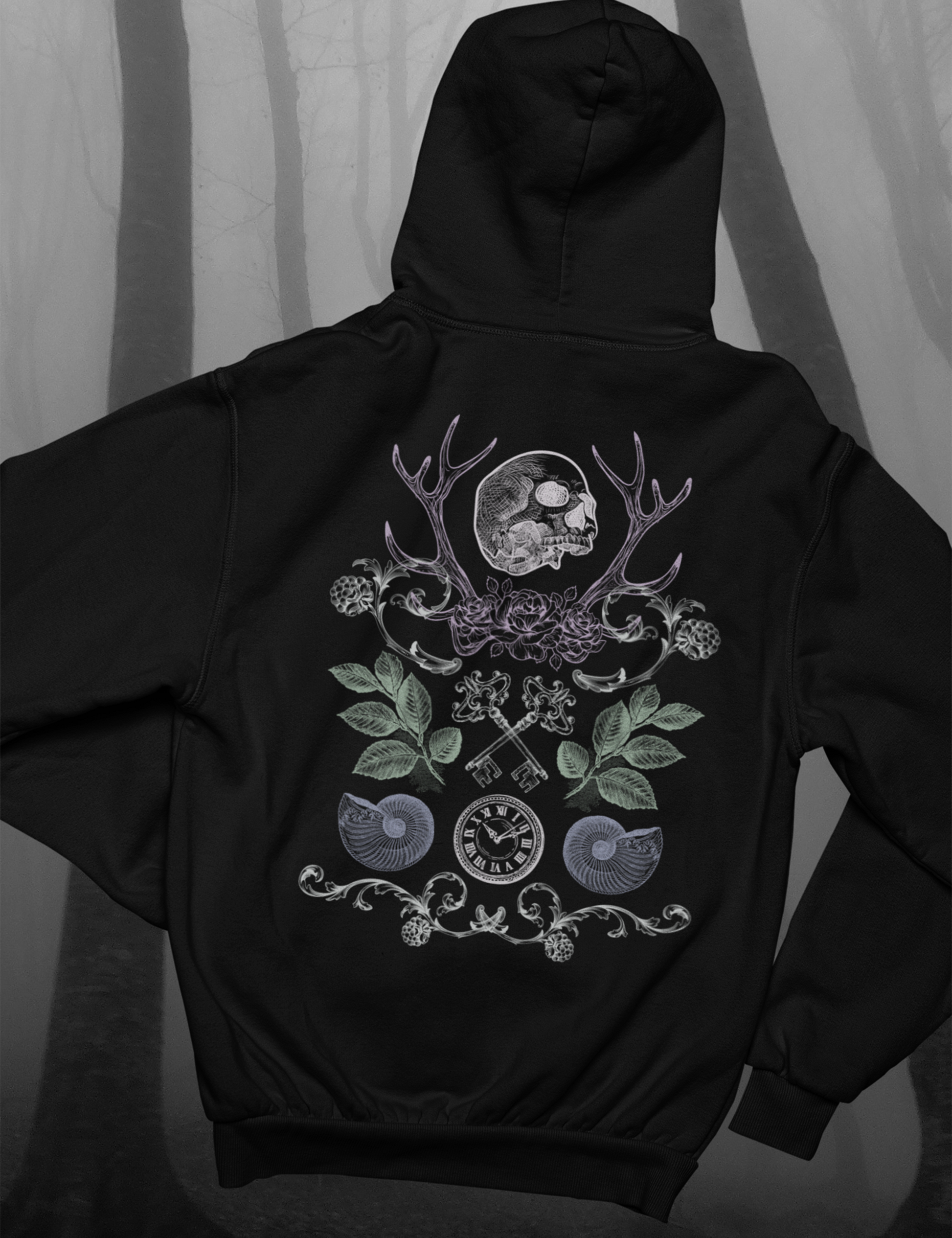 Goth Witchy Aesthetic Dark Nature Collage Zip Up Hoodie