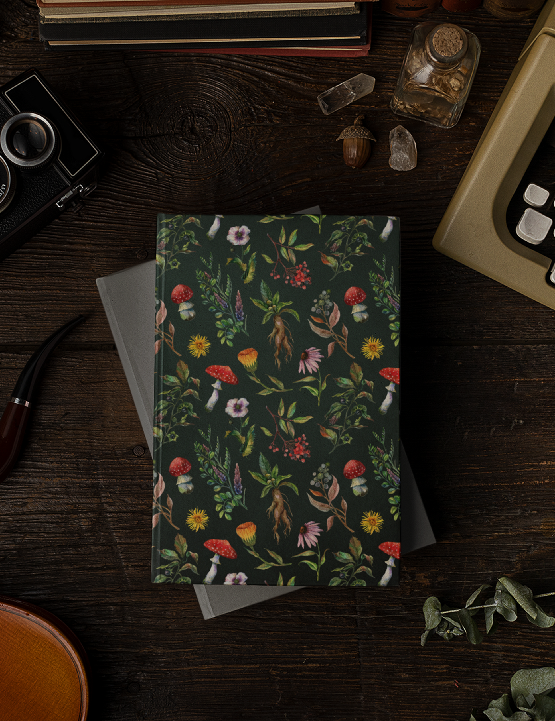 Green Witch Aesthetic Herbology Hardcover Notebook