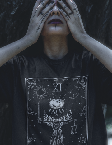 Justice Tarot Card Moth Witchy Aesthetic Plus Size Goth Shirt