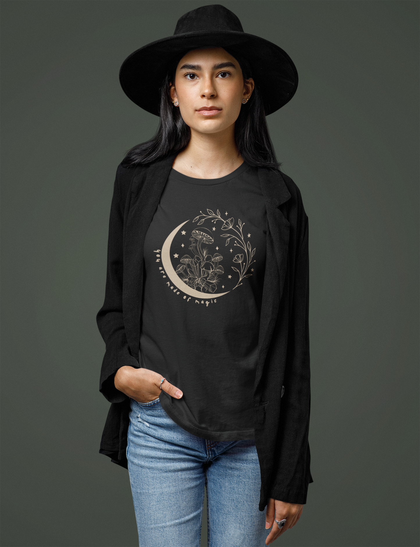 Mystical Magic Mushroom Moon Fairy Grunge Shirt