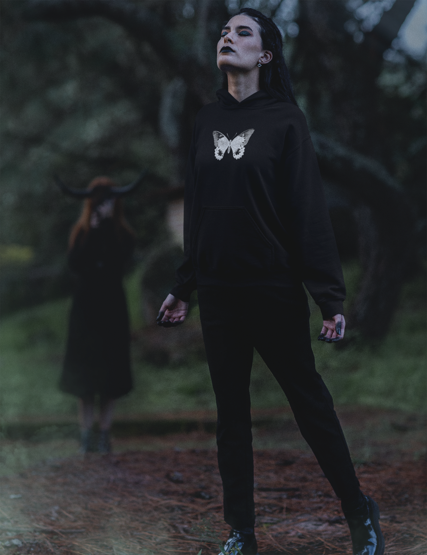 Plus Size Goth Witchy Butterfly Occult Hoodie