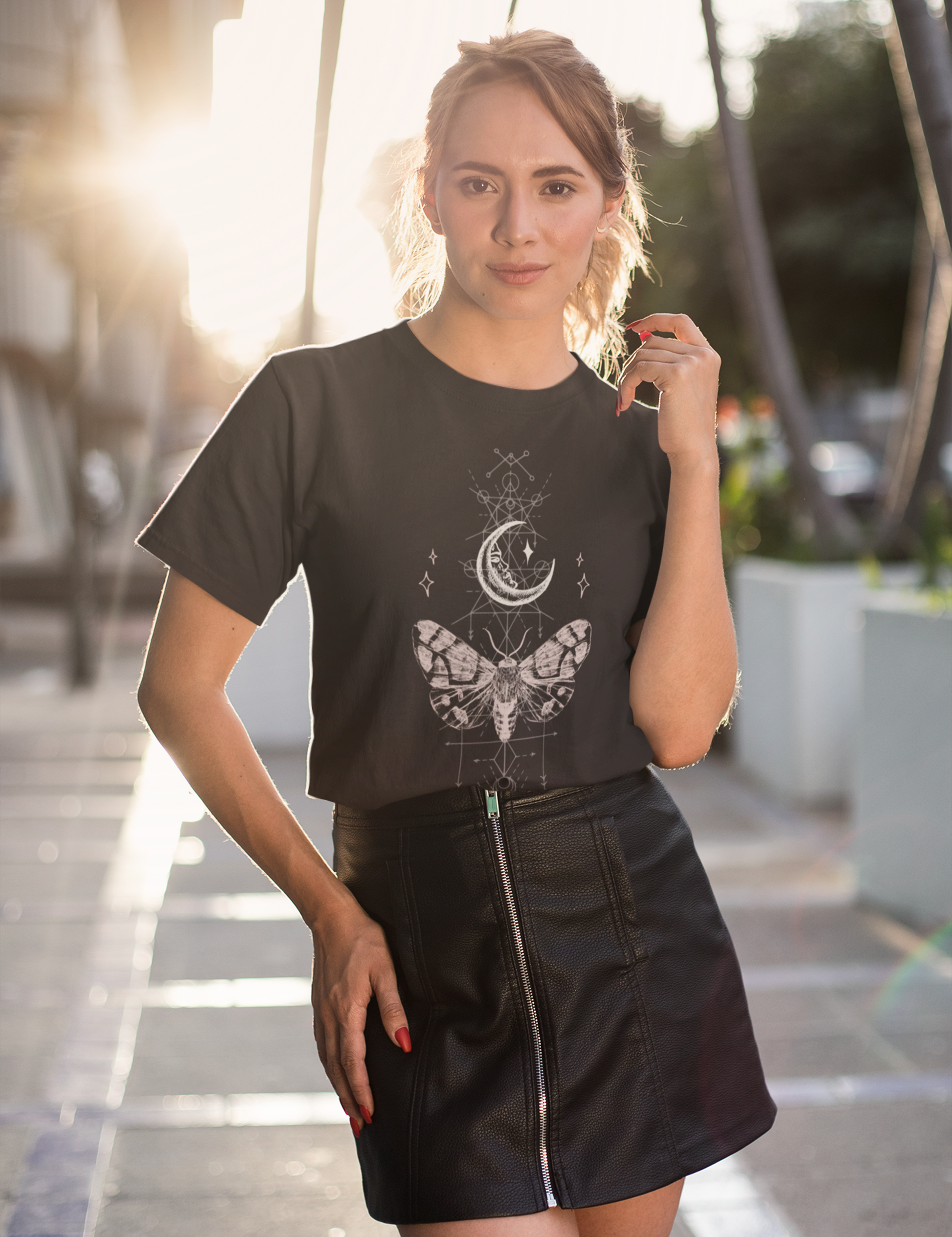 Witchy Aesthetic Moth Moon Esoteric Shirt