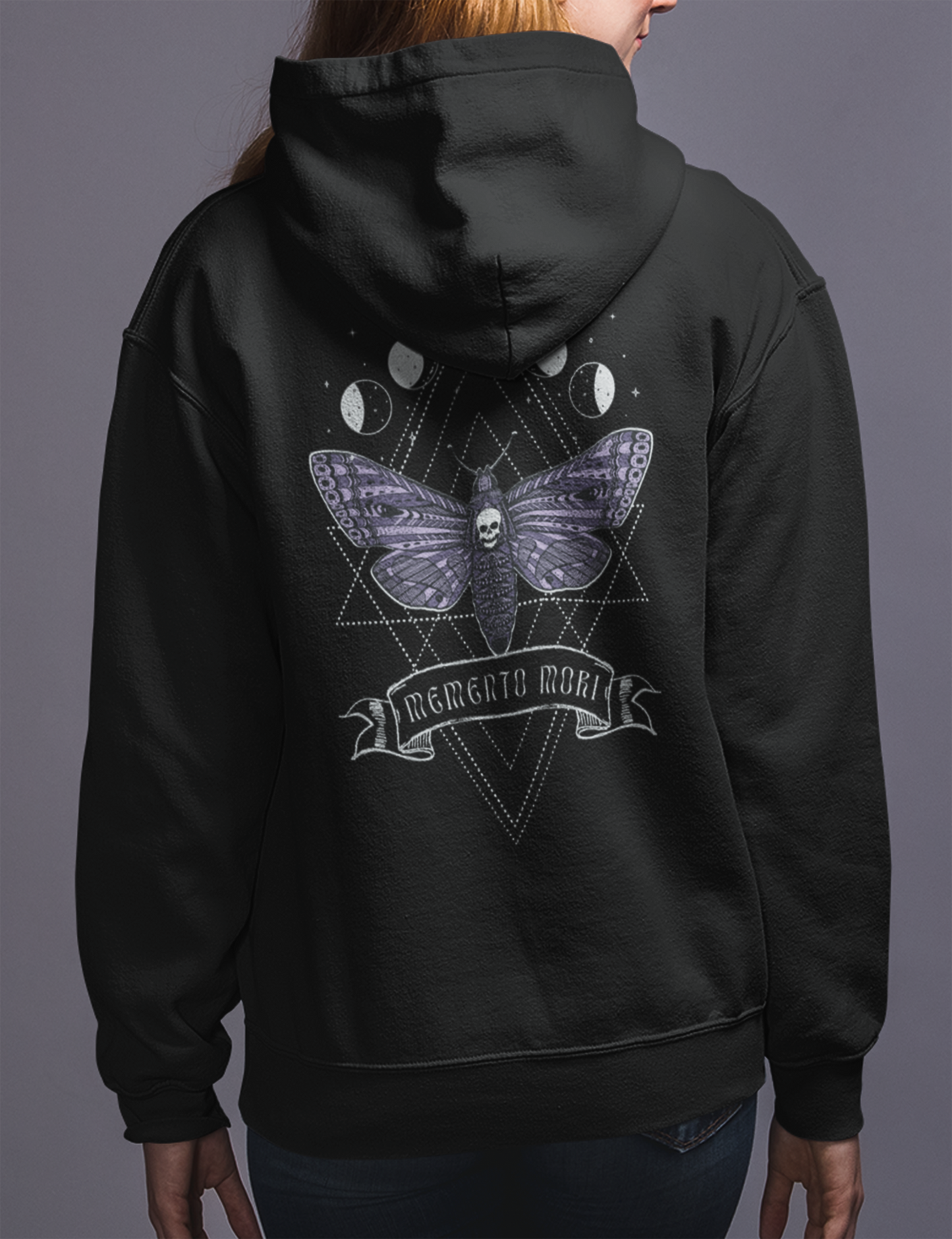 Memento Mori Moth Plus Size Witchy Aesthetic Hoodie