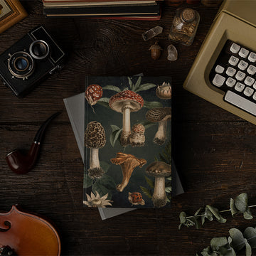 Dark Cottagecore Vintage Mushrooms Hardcover Notebook