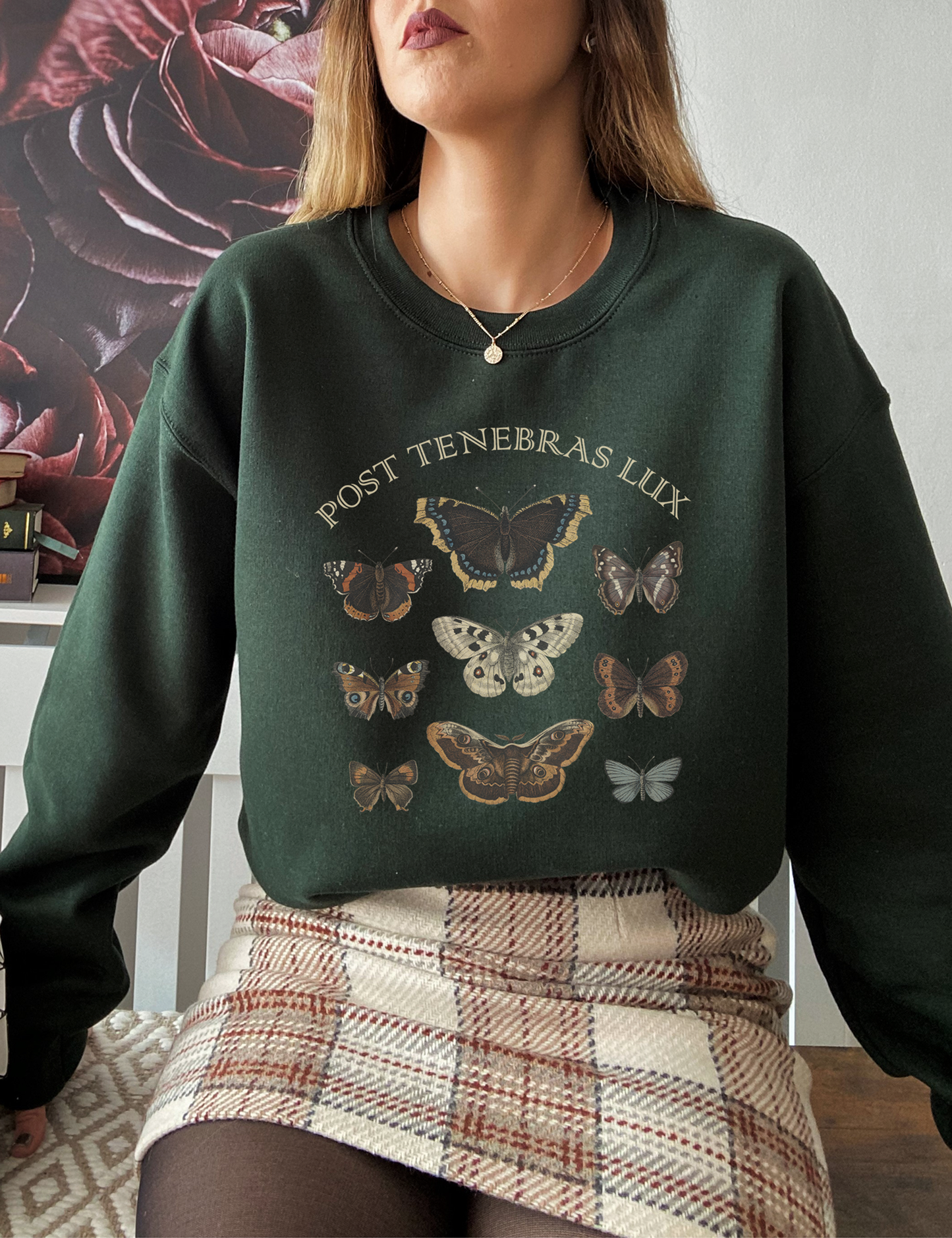 Dark Academia Post Tenebras Lux Moth Sweatshirt