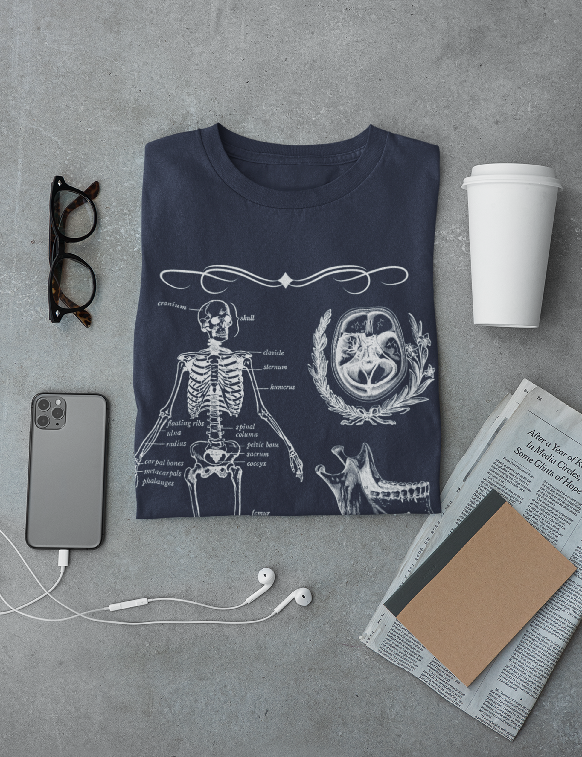 Dark Academia Aesthetic Outfits Plus Size Skeleton Shirt