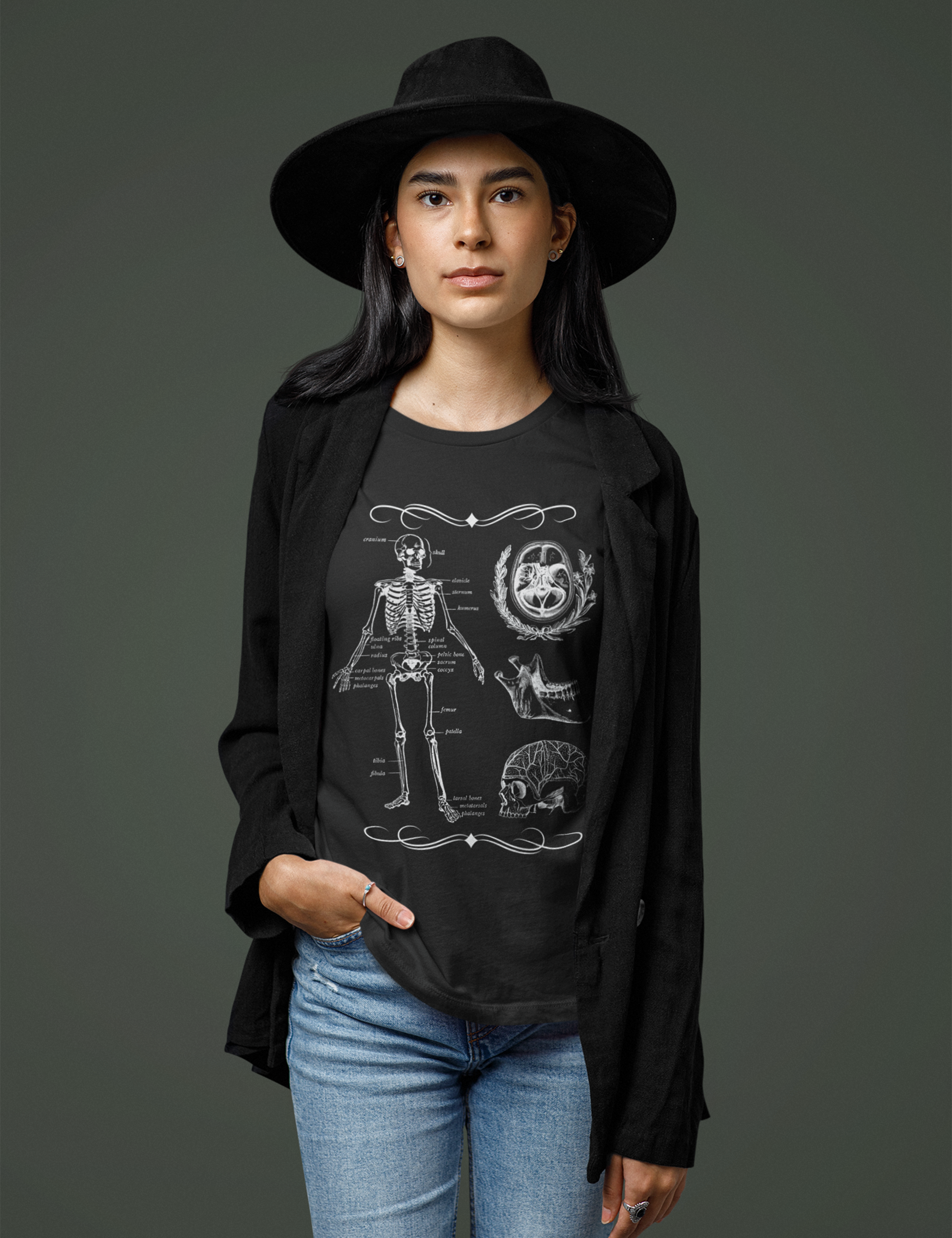Dark Academia Aesthetic Outfits Plus Size Skeleton Shirt