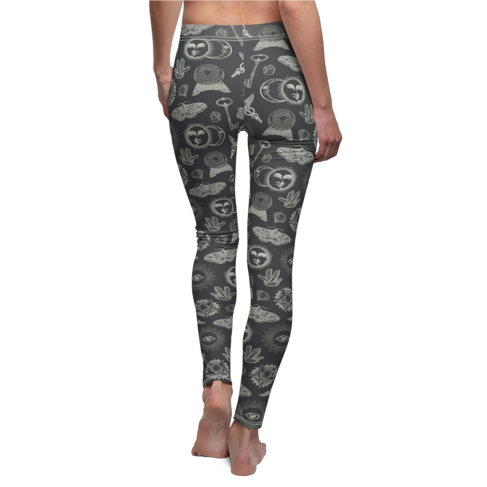 Witchy Occult Symbols Plus Size Aesthetic Moth Leggings